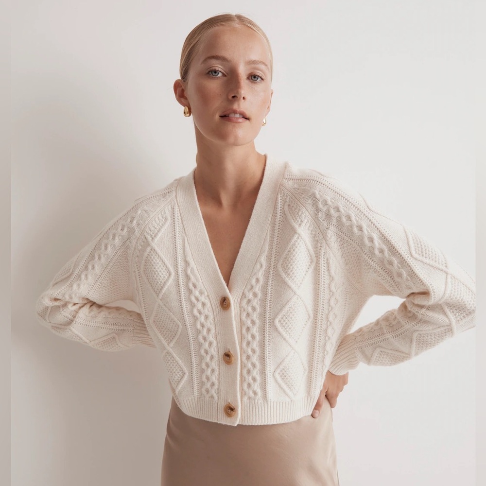 Madewell Cable-Knit Cropped Cardigan